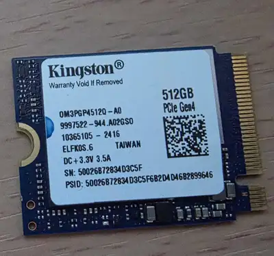 Kingston 512GB M.2 2230 PCIe Gen 4 NVMe SSD, View more