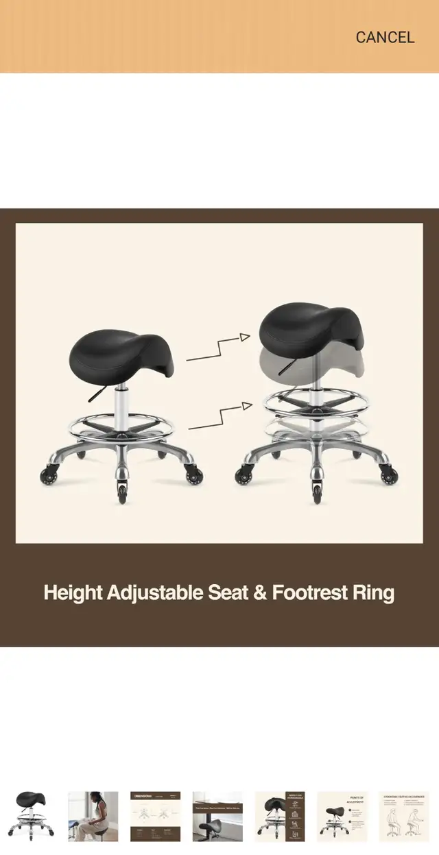 Saddle Stool Adjustable Swivel Rolling Saddle Seat Chair in Chairs & Recliners in City of Toronto - Image 5