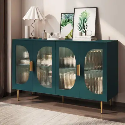 Sideboard Buffet Cabinet with Glass Doors Wood Accent Cabinet wi in Hutches & Display Cabinets in Markham / York Region - Image 3