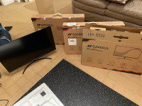 Four 27” monitors and desk mounts for sale