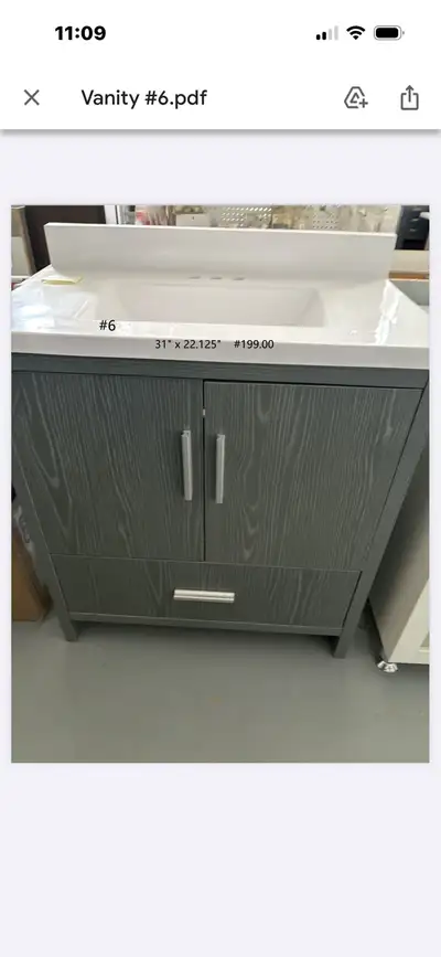 Various bathroom vanities with counter /top available for sale These are showroom models and are sol...