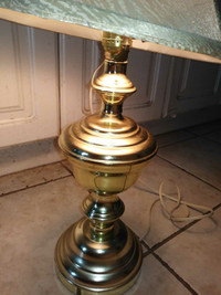 Vintage brass drum bedside table lamp