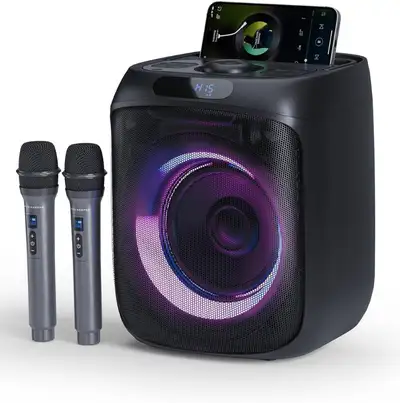 NEW Karaoke Adult Portable Bluetooth Speaker, 2 Wireless Mics, View more
