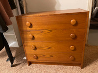 2 pieces - Teak dresser and teak bedside table