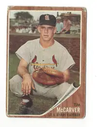 1962 Topps Baseball #167 Tim McCarver Rookie Card Cardinals