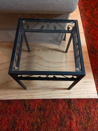 End Tables - Pair - Black Iron with Glass Tops
