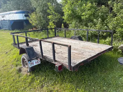 9 foot long ,80 inch wide , used to be a tipping trailer, but got welded so it doesnt anymore (could...
