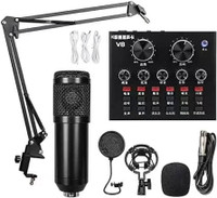 BM800 Condenser Microphone Kit with Live Sound Card,Adjustable M