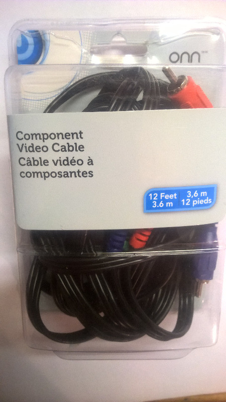 ONN Component Video Cable,  3 wire, 12' long in General Electronics in Bedford