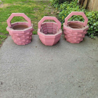Pink wood garden baskets/planters 