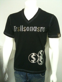 LIQUIDATION 75% OFF Mens DESIGNER T-Shirt - Black V-Neck -#7D