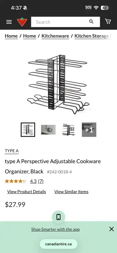 type A Perspective Adjustable Cookware Organizer, Black, View more