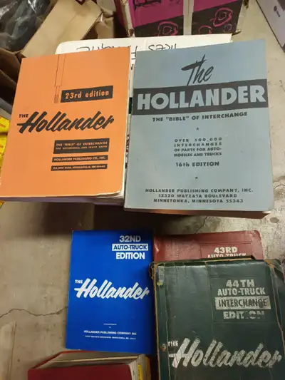 Hollander parts inter change books covering domestics and foreign from 1925. Domestic 16th edition 1...