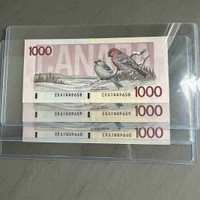 1988 Sequential $1000 Canadian Banknotes