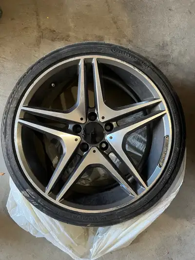 19' rims on Continental (All Season) Tires (225 40 ZR19) 4 Rims & 4 Tires (Staggered Set/Concave Rim...