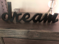 Dream dark wooden stand or hanging sign