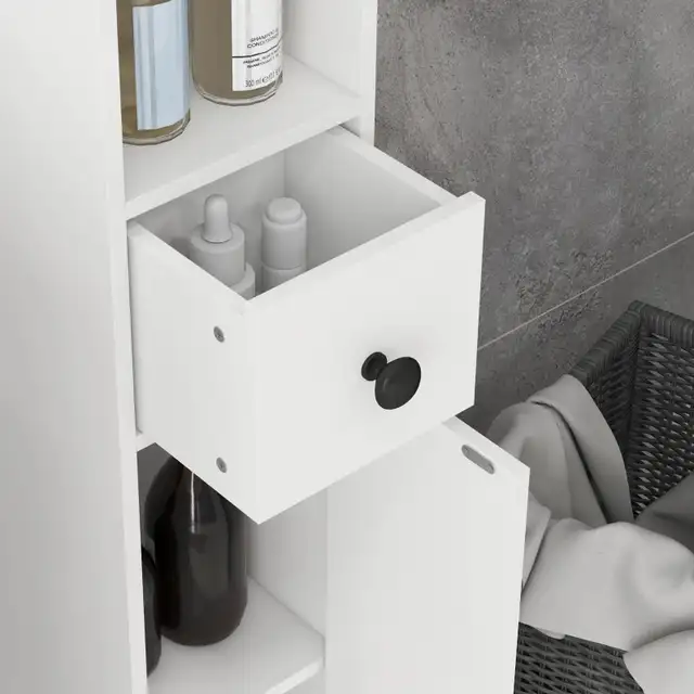 7.9" W x 7.9" D x 70.9" H, Tall Bathroom Storage Cabinet, White in Bathwares in Markham / York Region - Image 9