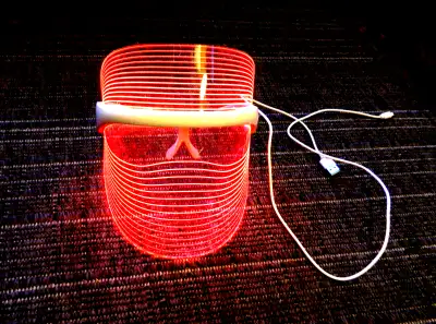 Red Light Therapy Mask - Infrared LED with 3 Colors (red, blue, amber) Portable Red Light Face Mask...