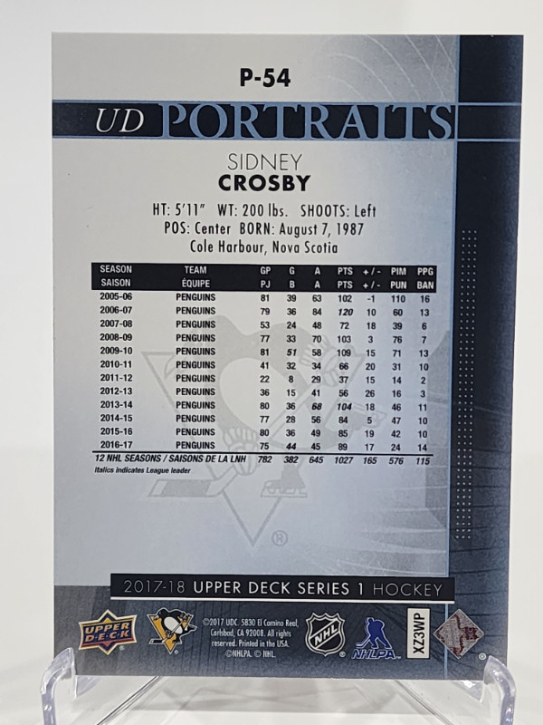 Sidney Crosby 2017-18 Upper Deck Portraits in Arts & Collectibles in Edmonton - Image 2