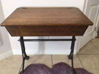Antique Oak School Desk -- Adjustable Height