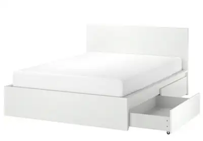 Excellent Double Size IKEA High MALM White Bedframe With Slats, View more
