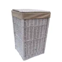 New White Wicker basket / plant stand toybin with  liner