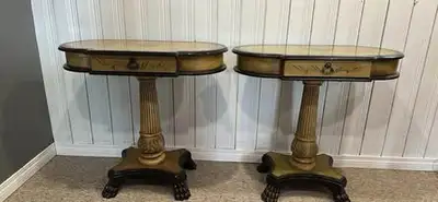 Accent tables , 2 available, s/f, b/f,p/f. 30 inches high.$ 100 ea , excellent condition