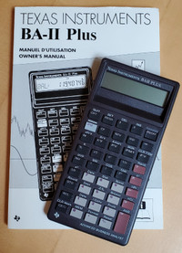 Texas Instruments BA-2 Plus Calculator and Owner's Manual
