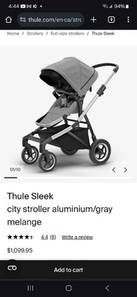 New, Thule Sleek City Stroller, Poussette de Bébé Neuf