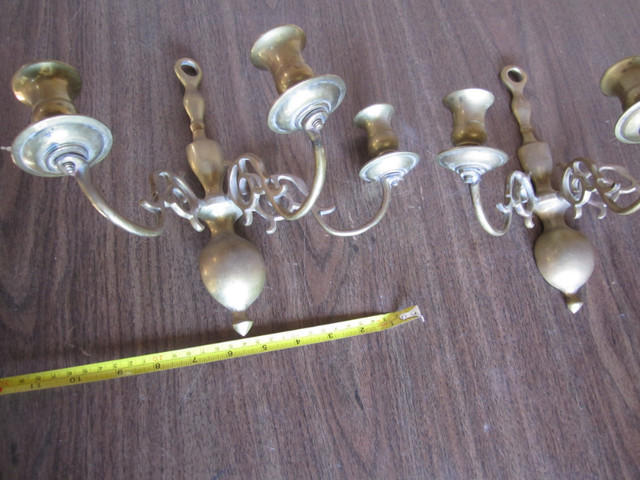 Vintage Brass Wall Sconce Candle Holder Double Arm Set of 2 in Home Décor & Accents in Markham / York Region - Image 4