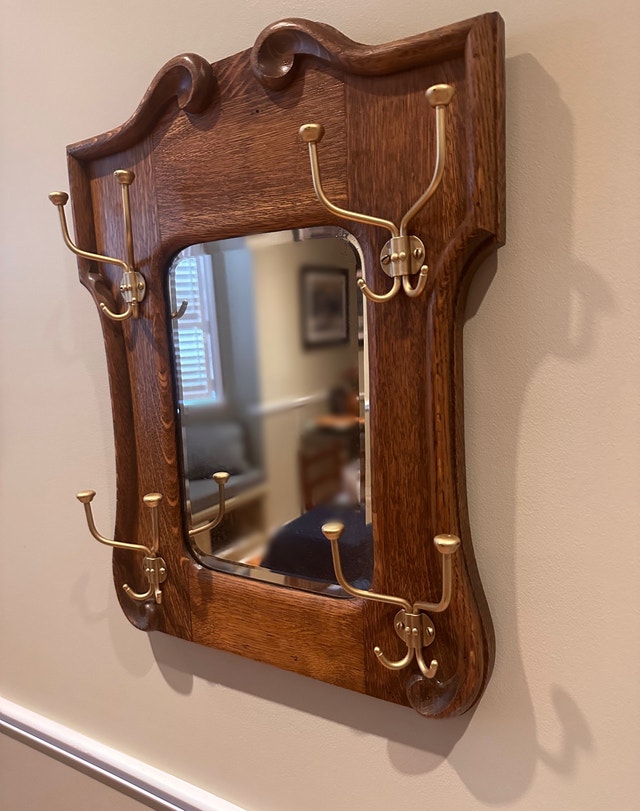 Antique Oak Wall Mirror w/ 4 Hangers Home Décor & Accents City of