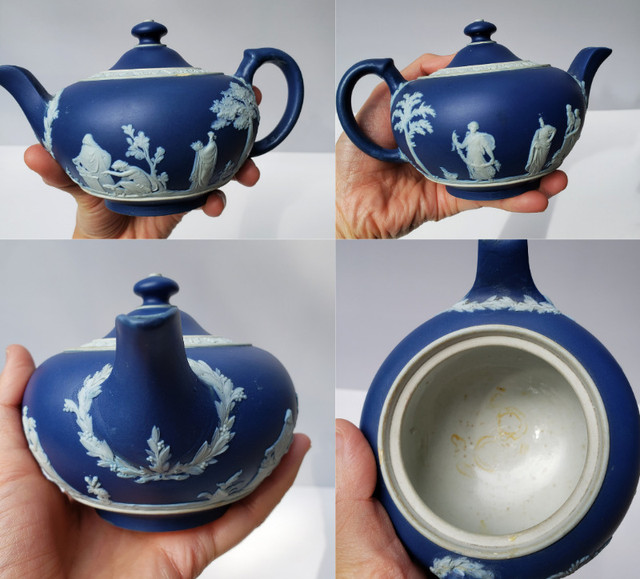 Vintage Wedgwood Cobalt Blue Jasperware Greeks Motif Tea Set in Arts & Collectibles in City of Toronto - Image 4