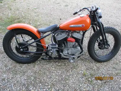 1947 Harley WL "45" custom. 0 miles since build. Genuine Harley WR race tanks. Genuine Harley WR Wic...