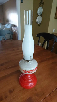 Antique Oil Lantern with Frosted Glass Chimney