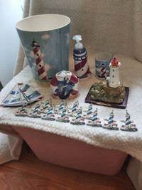 Cute Vintage Nautical Lighthouse Bathroom Decor 18-Piece Set!