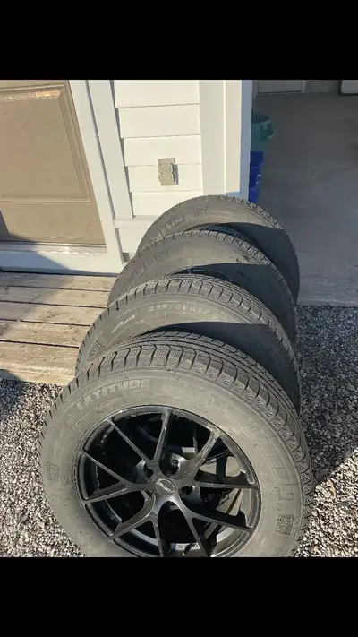 Michelin latitude xice 225/65 R17 on Nissan rogue rims. Used for one season. 90% tread excellent con...