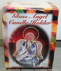 CHRISTMAS GLASS ANGEL CANDLE HOLDER