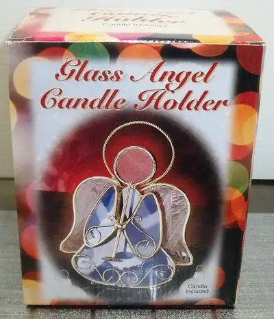 CHRISTMAS GLASS ANGEL CANDLE HOLDER, View more