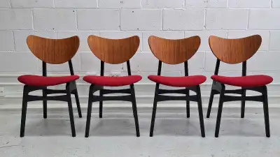 Set of 4 Mid-century teak dining chairs, kitchen chairs , View more