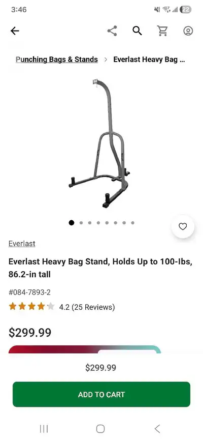 everlast heavy bag and stand , View more