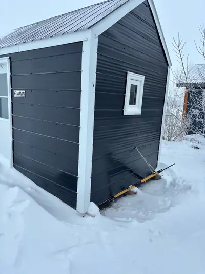 15x8 Ice Fishing Shack located at Last Mountain Lake Insulated with 6 holes,solar panel,Power invert...