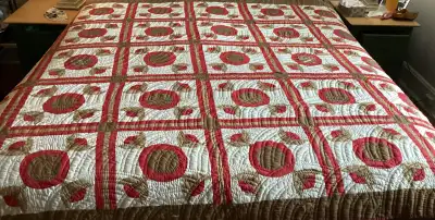 Antique Hand Made Quilt Suitable for a queen size bed., View more