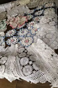 25 Doilies, Fancy-Work, Various Colours, Get all for $20.