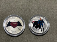 2 Batman vs Superman fine Silver Coins 