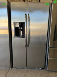  GE stainless steel side-by-side fridge freezer