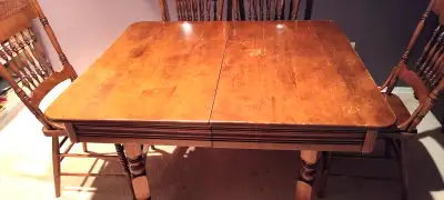 Solid wood dining table and chairs, View more