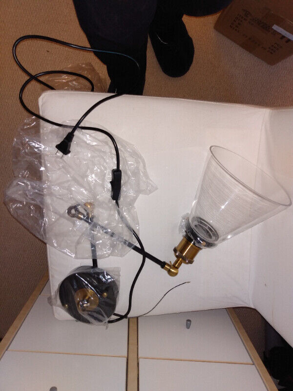 Brand new Wall lamp - black and gold, glass shade in Desks in City of Toronto - Image 2