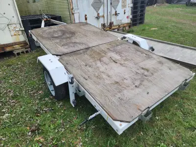 4' x 8' Foldable Stackable 2 Motorcycle Flat Bed Trailer 1700lbs, View more