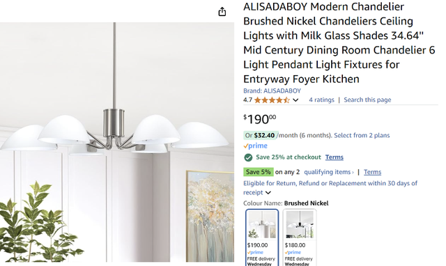 NEW IN BOX: Modern Ceiling Light Chandelier in Indoor Lighting & Fans in Markham / York Region - Image 3