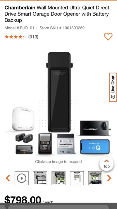 Chamberlain Wall Mounted Ultra-Quiet Direct Drive Smart Garage D, View more